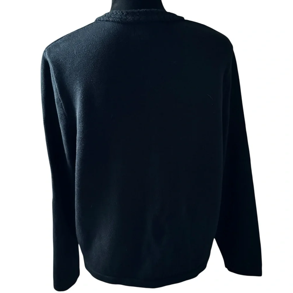 J. Crew Black Cardigan with Crest Gold Buttons thick‎ knit Sz XL